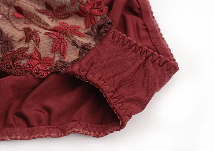 Mesh Lace Push-up Adjusting Embroidery Ultra Thin Bra Lingerie Set