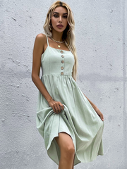 LINDSAY Linen Blend Dress - Mint Green