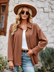 SOFIA COTTON BLEND FRENCH SHACKET - MOCHA