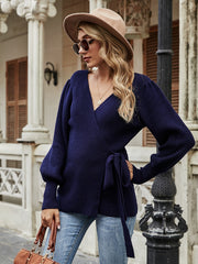LEONORA Bishop Sleeve Knit Top - Navy