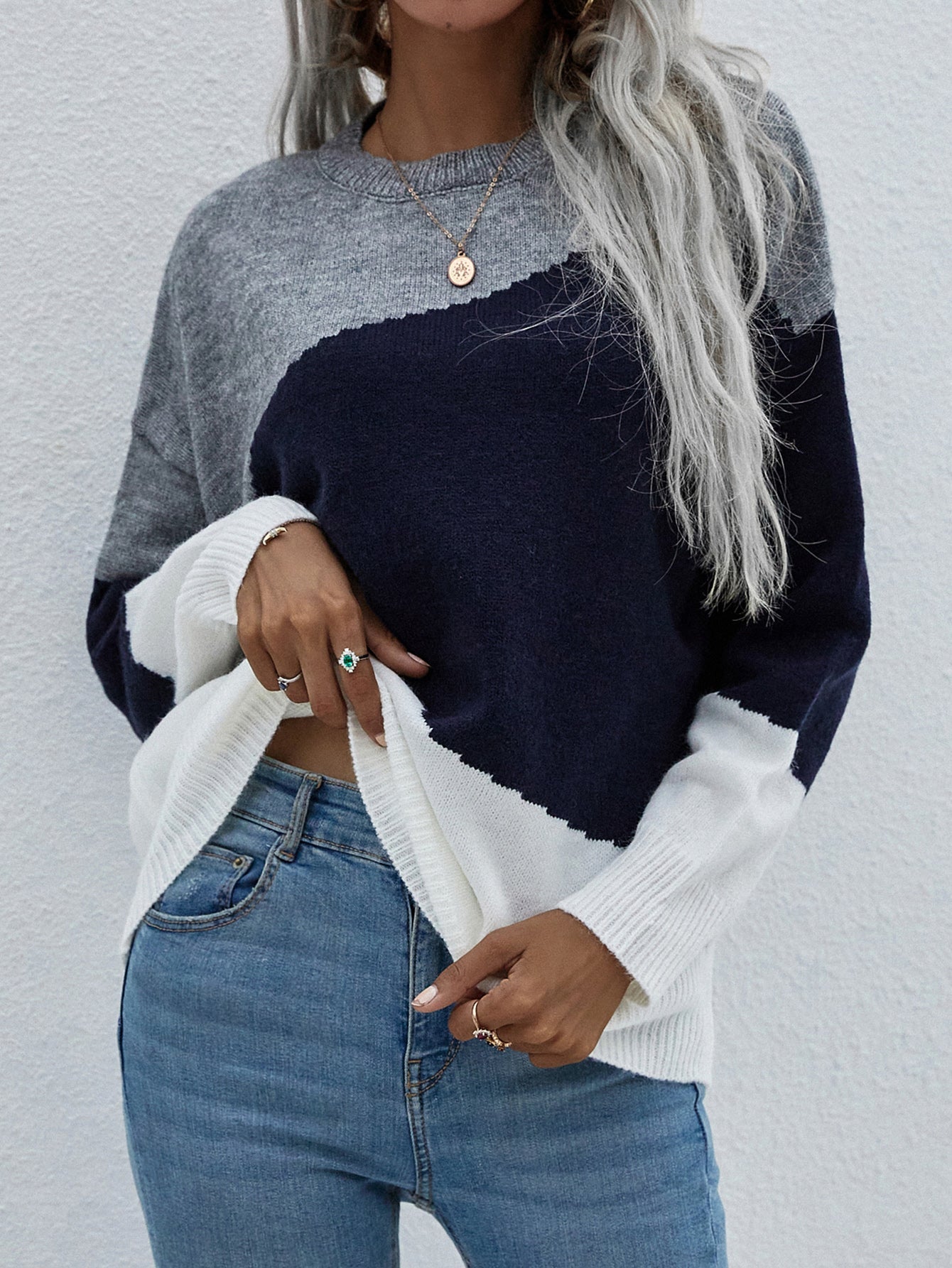 ELMA Knit Jumper - Navy Block