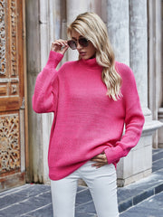 ILLY Turtleneck Basic Knit Sweater - Neon Pink