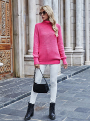 ILLY Turtleneck Basic Knit Sweater - Neon Pink