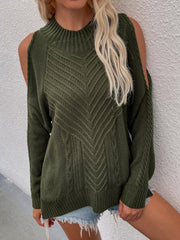 Olive Shoulder Cut-Out Knit Sweater