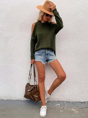 Olive Shoulder Cut-Out Knit Sweater