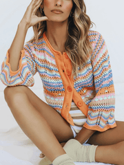 Pumpkin Date Knit Cardigan - Orange