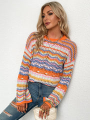 MARMO Zig Zag Crochet Knit Top - Orange