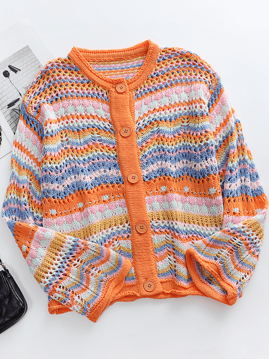 Pumpkin Date Knit Cardigan - Orange