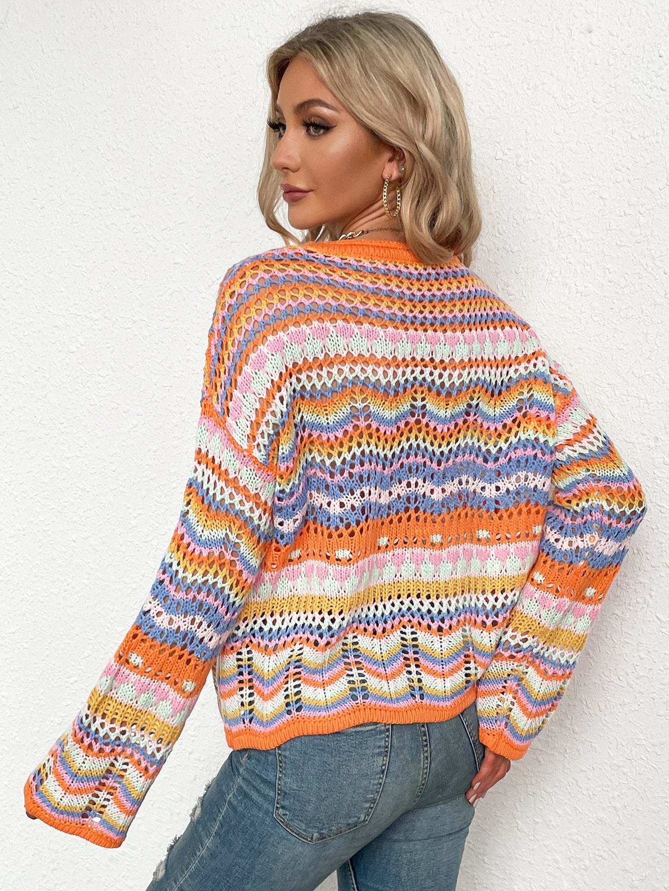 MARMO Zig Zag Crochet Knit Top - Orange