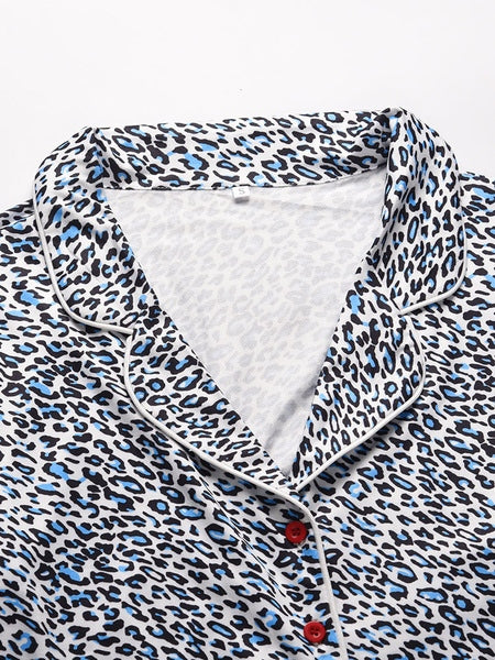 Pajamas Giraffe Print Turndown Collar Long Sleeves Polyester Lingerie Sleepwear