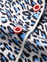 Pajamas Giraffe Print Turndown Collar Long Sleeves Polyester Lingerie Sleepwear