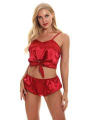 Pajamas Polyester Panty Top 2 Piece Lingerie