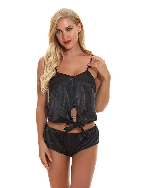 Pajamas Polyester Panty Top 2 Piece Lingerie