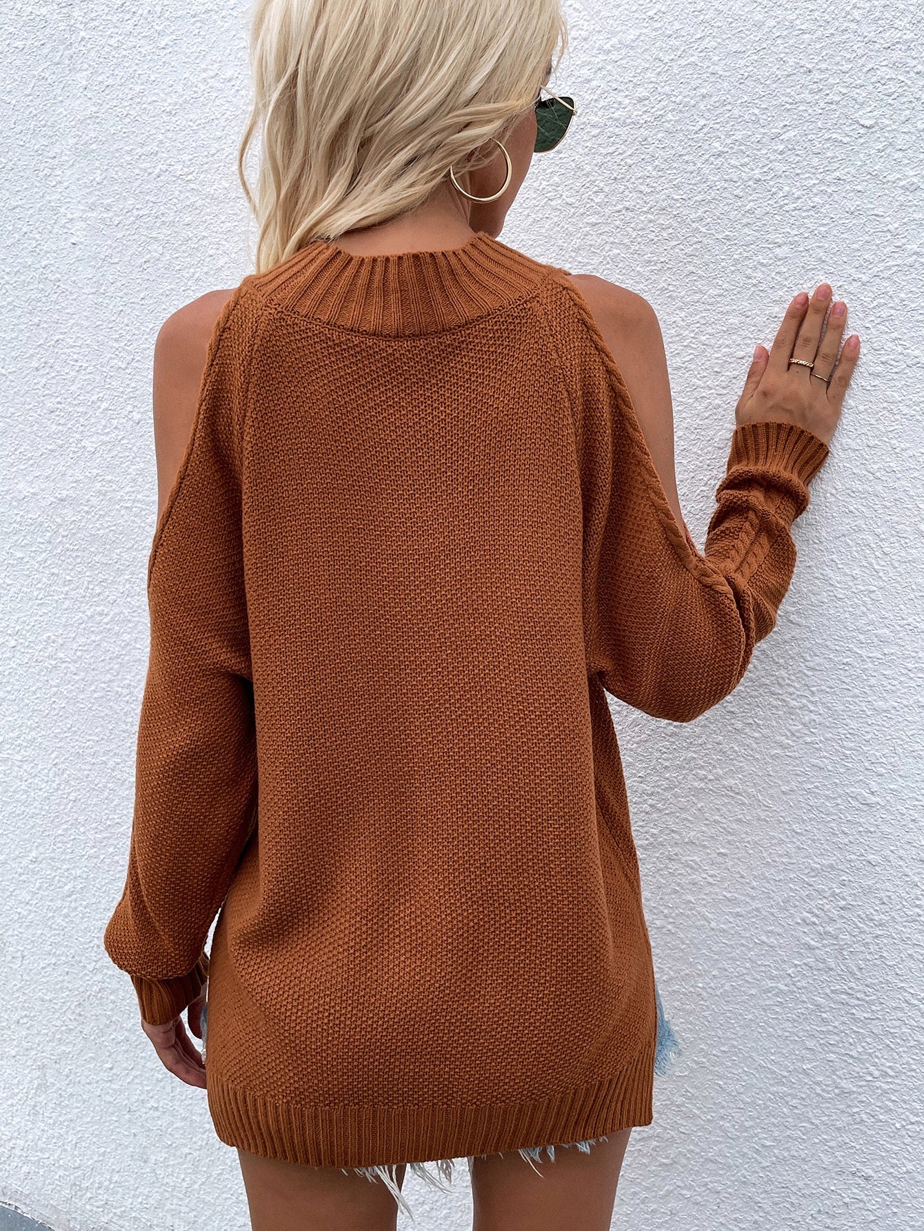 Persimmon Shoulder Cut-Out Knit Sweater