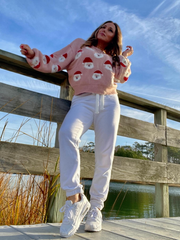 Pink Smiling Santa Christmas Sweater