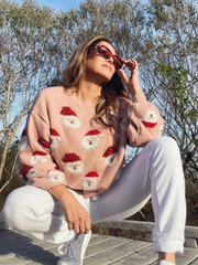 Pink Smiling Santa Christmas Sweater