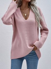 Pink Marjorie V-neck Knit Sweater