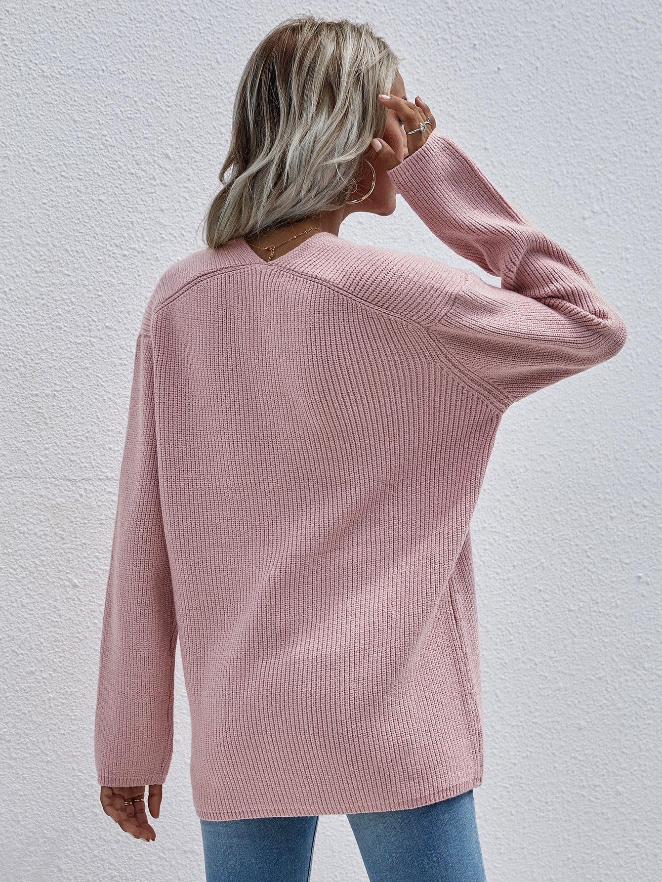 Pink Marjorie V-neck Knit Sweater