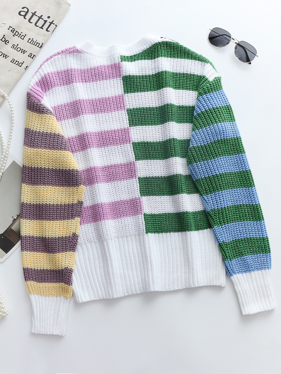 ROBERTA Stripe Block Color Knit Top
