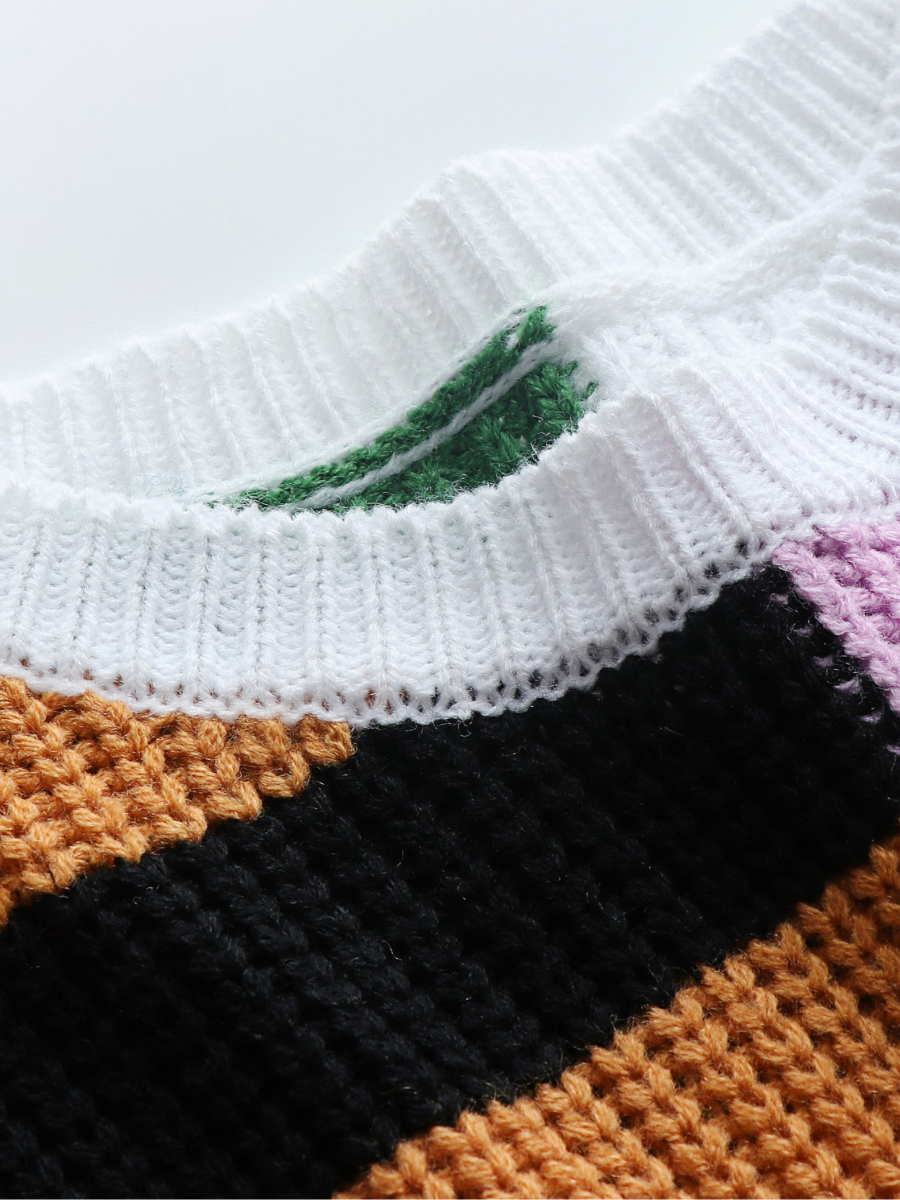 ROBERTA Stripe Block Color Knit Top