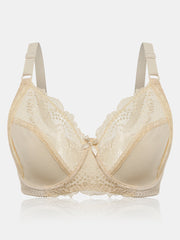 Plus Size Lace Hollow Adjustable Straps Gather Push Up Bra