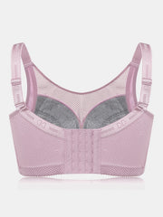 Plus Size Lace Mesh Wireless Adjustable Straps Gather Bra