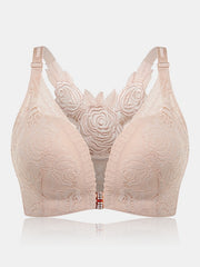Plus Size Lace Wireless Embroidery Bra