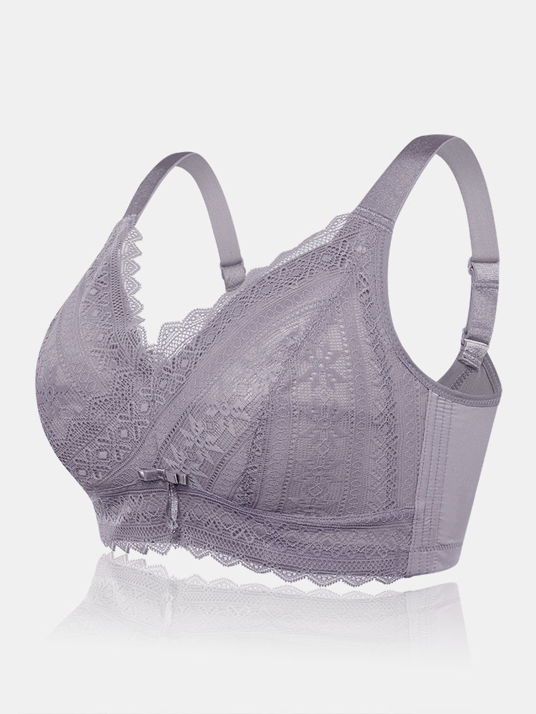 Plus Size Lace Wireless Full Coverage Adjustable Thin Bra