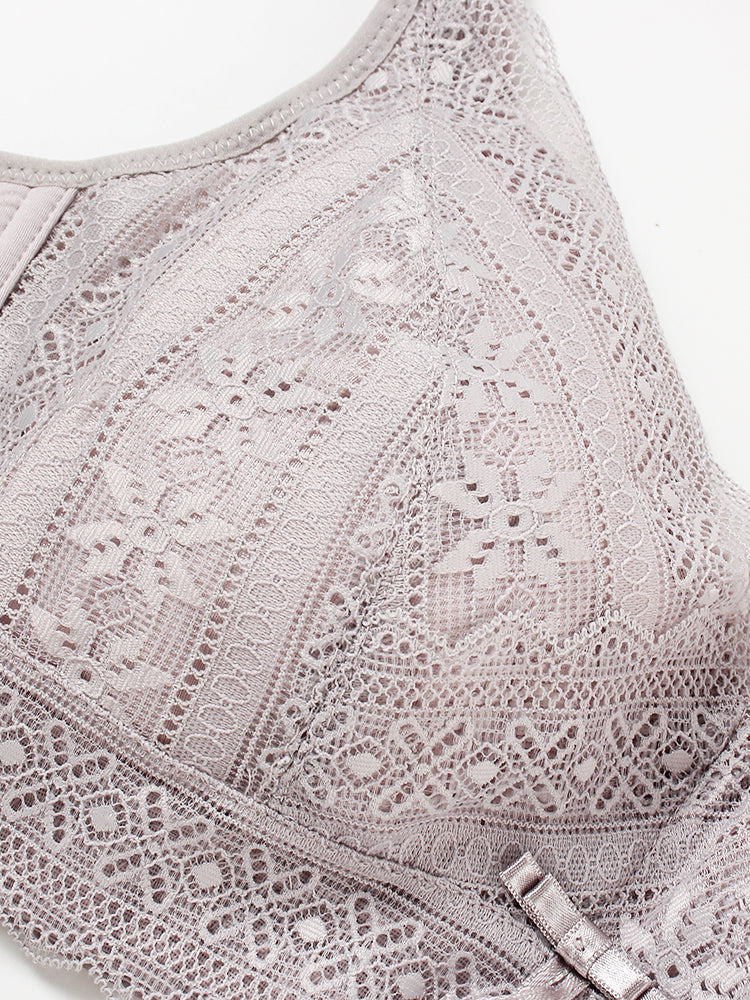 Plus Size Lace Wireless Full Coverage Adjustable Thin Bra