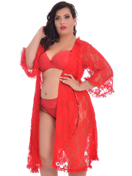 Plus Size Lace Women's Long Cover Up