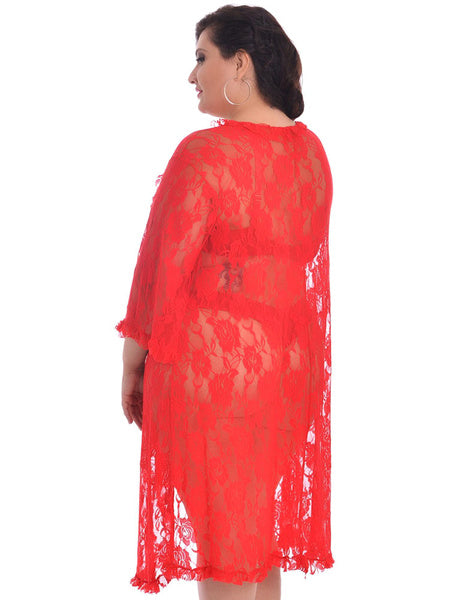 Plus Size Lace Women's Long Cover Up