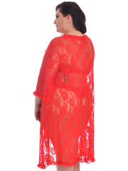 Plus Size Lace Women's Long Cover Up