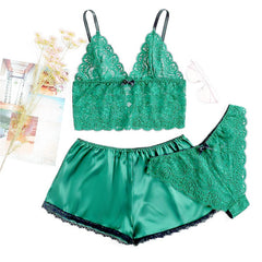 Plus Size Lace Satin Sling Nightwear