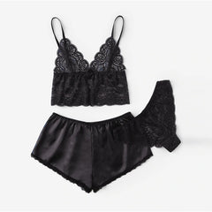 Plus Size Lace Satin Sling Nightwear
