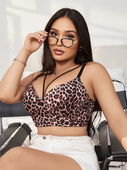 Plus Size Underwear Half Cup Gathering Push Up Leopard Print Design Bra