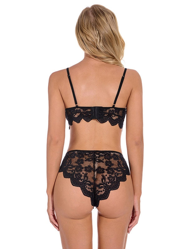 Polyester Lace Two-Piece Set Lingerie Outfit