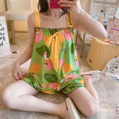 Princess Style Cartoon Tide Sling Suspender Sleeveless Shorts Nightwear Set