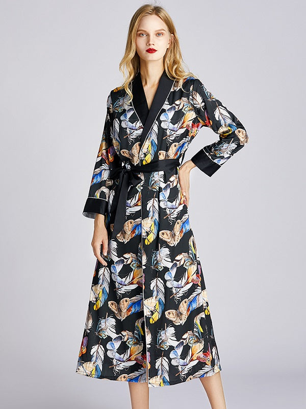 Printed Long Sleeve Casual Nightgown