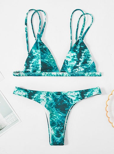 Printed Style String Two Piece Bikini Swimsuit