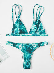 Printed Style String Two Piece Bikini Swimsuit