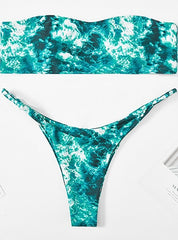 Printed Style String Two Piece Bikini Swimsuit