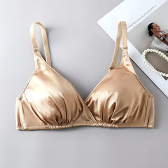 Real Silk Push Up No Steel Ring Underwear Silk Bralette Double Sided Bras