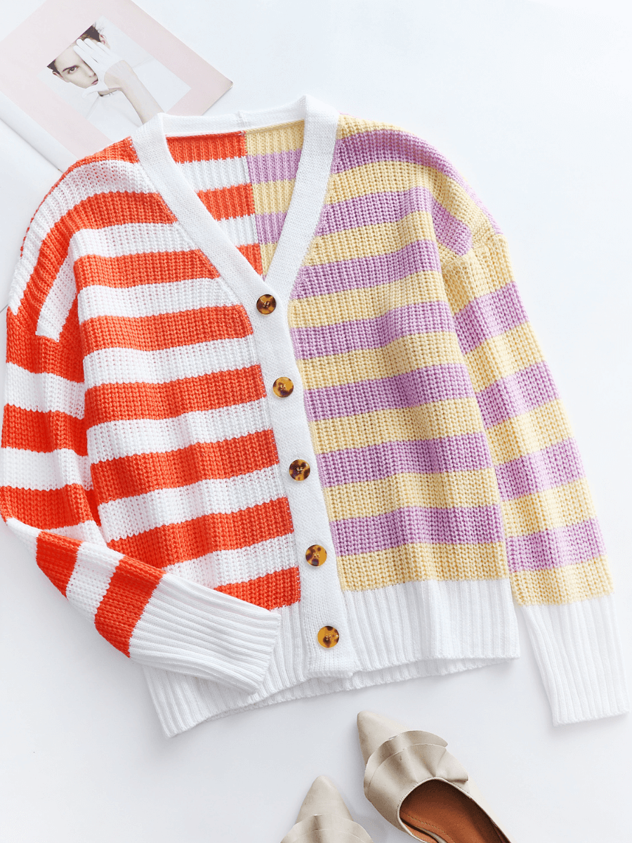 Rachael Contract Stripe Knit Cardigan