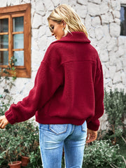 THAT FEELING POCKETED FUZZY JACKET - RED