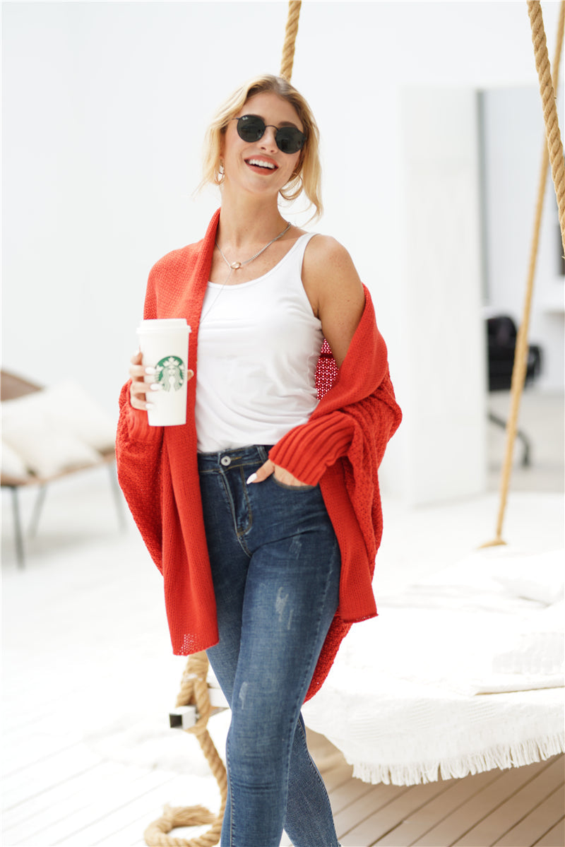 Red Batwing Easy On Cardigan