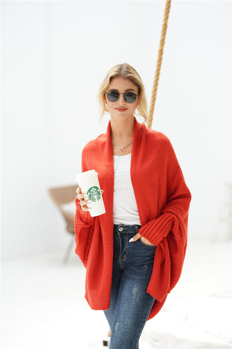 Red Batwing Easy On Cardigan
