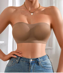 Removable Padded Soft Ice Silk Traceless Brasseries Wire Free Seamless Strapless Bra