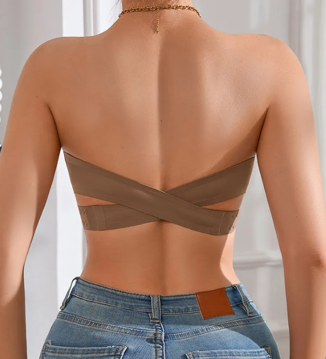 Removable Padded Soft Ice Silk Traceless Brasseries Wire Free Seamless Strapless Bra