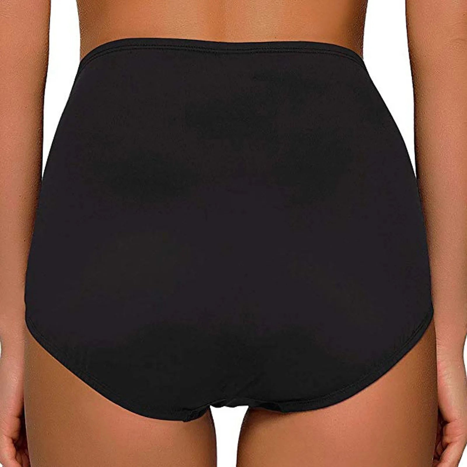 Ruched Cross Strap Design Solid Color Beachwear High Waist Swimming Pants