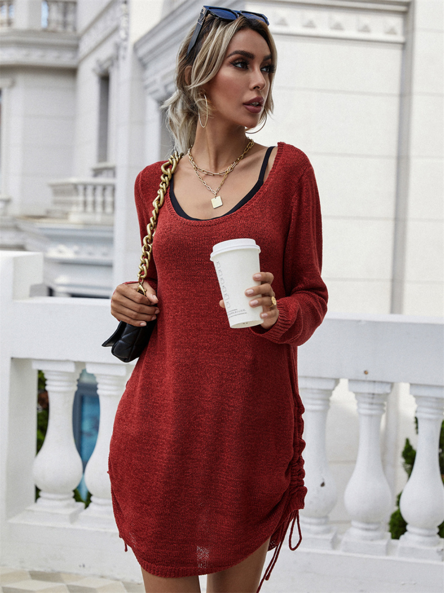 CASTAWAY Low Open Back Knit Dress - Rust